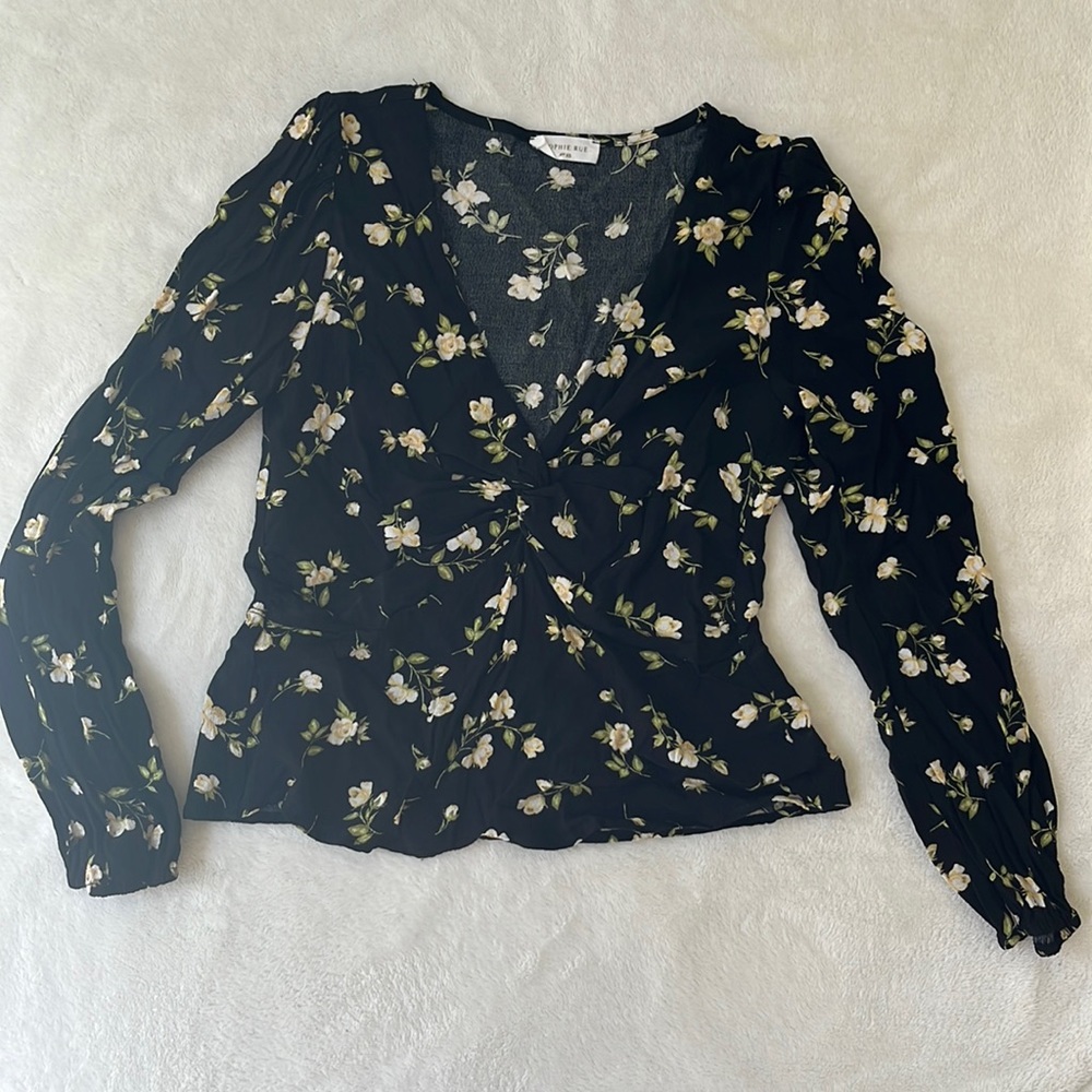 Sophie Rue Black floral long sleeve top